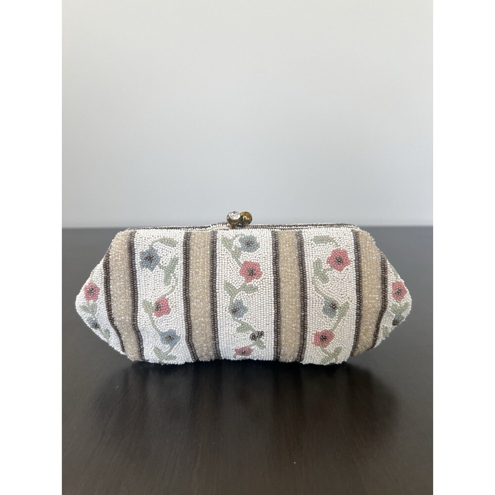Vintage SAKS Fifth Avenue Belgium floral beaded clutch